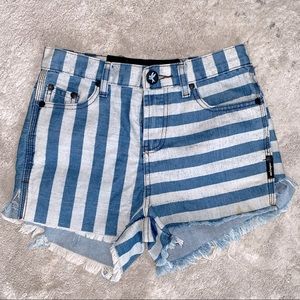 One Teaspoon Bandit Striped Denim Shorts 24